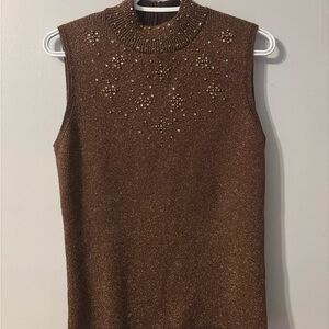 090T TanJay Brown Beaded Tank Top